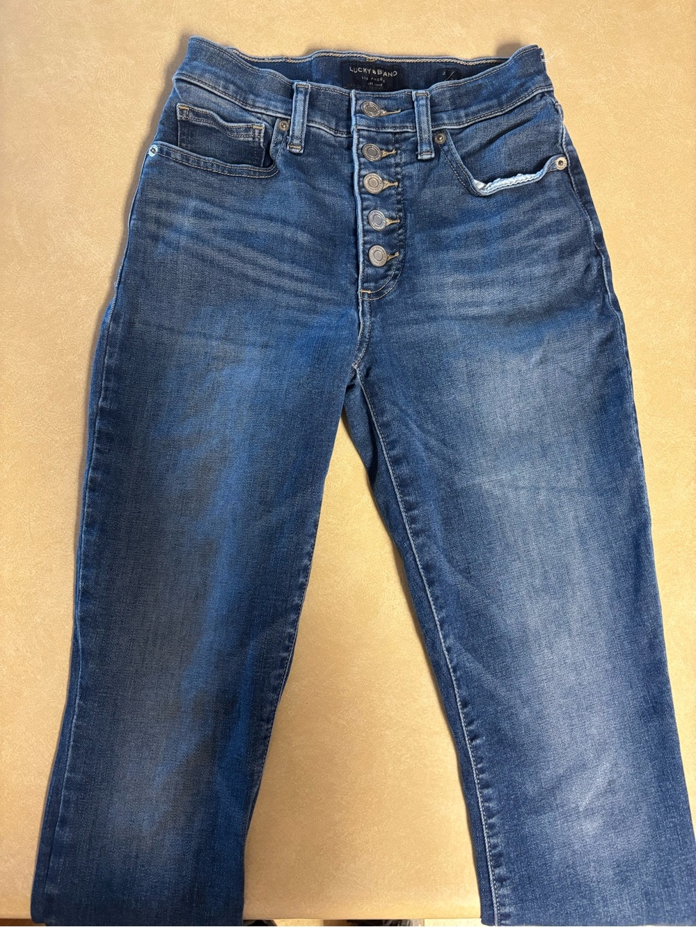Lucky Brand Medium Blue High-Rise Button-Fly Jeans